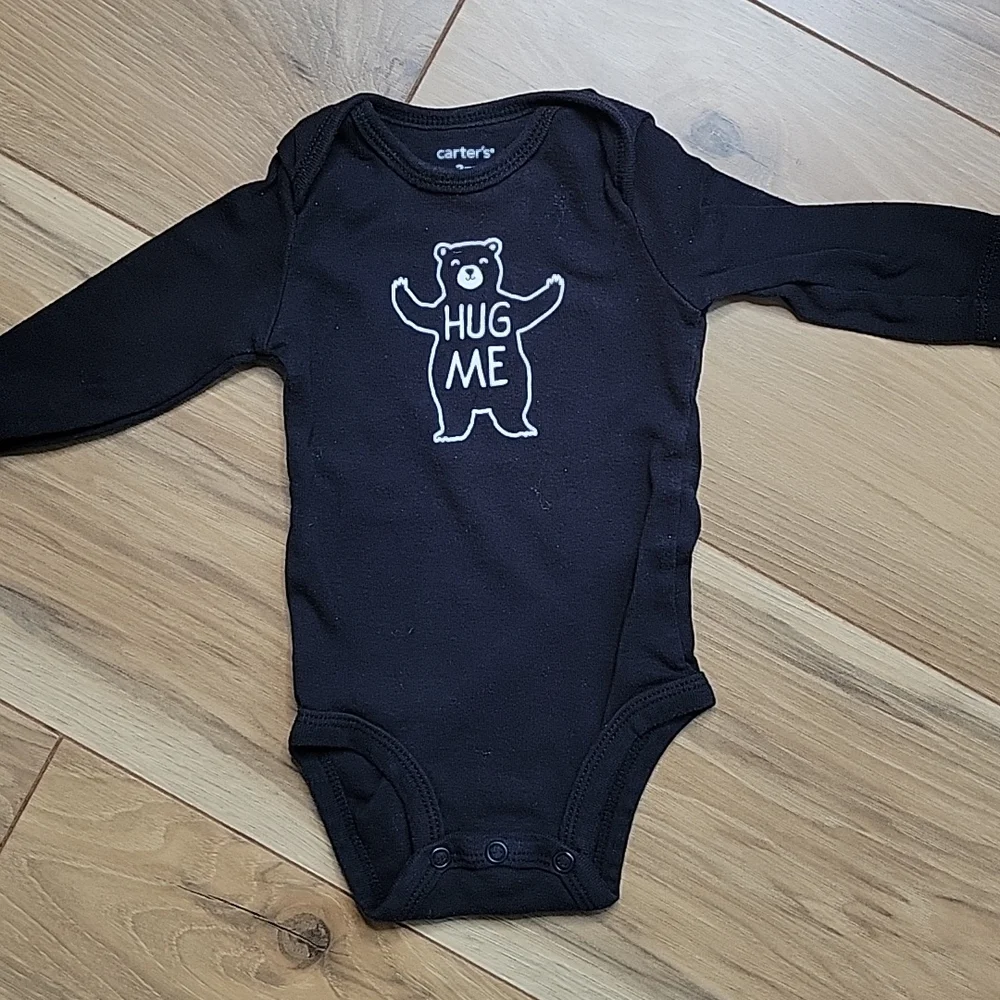 *3/$15* 3M Boys Long Sleeve Bodysuits Black & Blue w/Cute Sayings